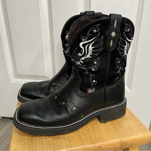 Justin Gypsy Mandra Women’s Black Suede and Leather Boots size 7.5B - Picture 4 of 12